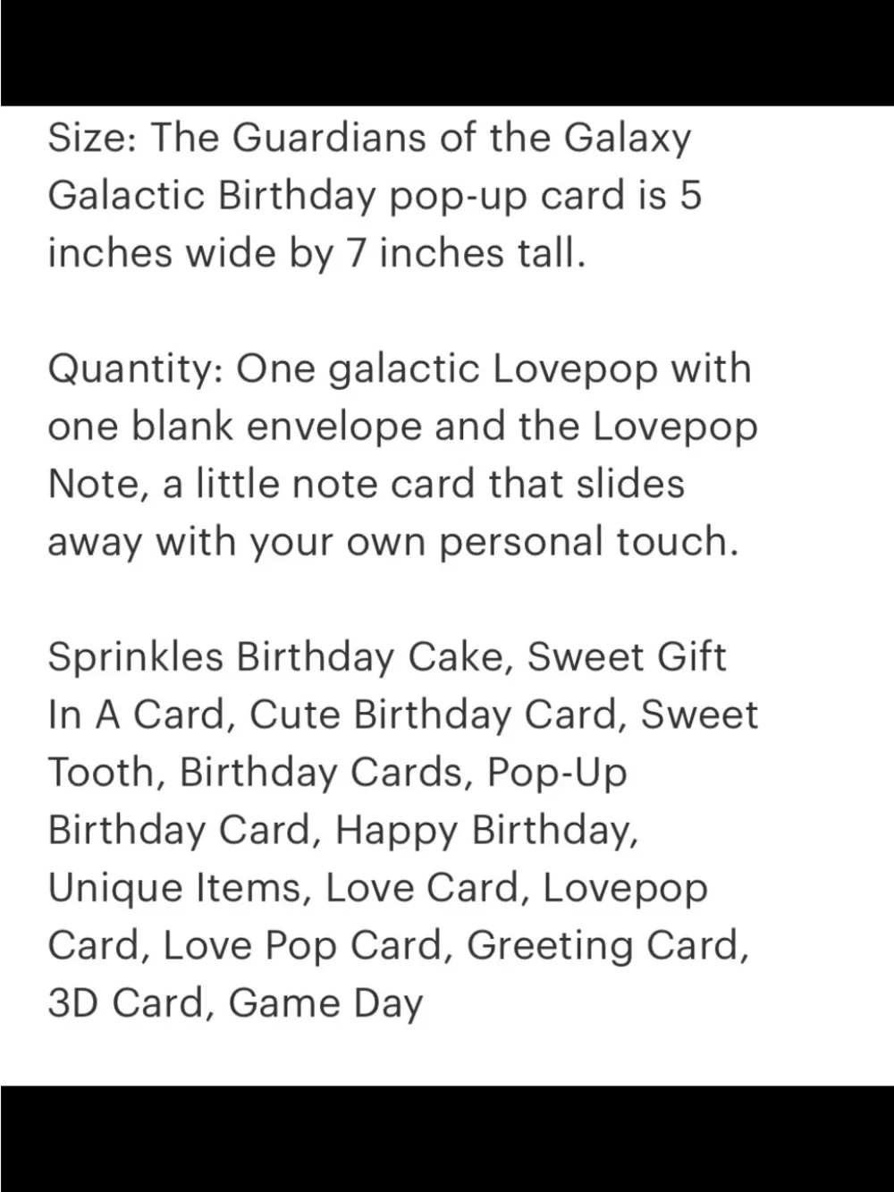 Lovepop Guardians of the Galaxy 3-D Birthday Card. Price firm.